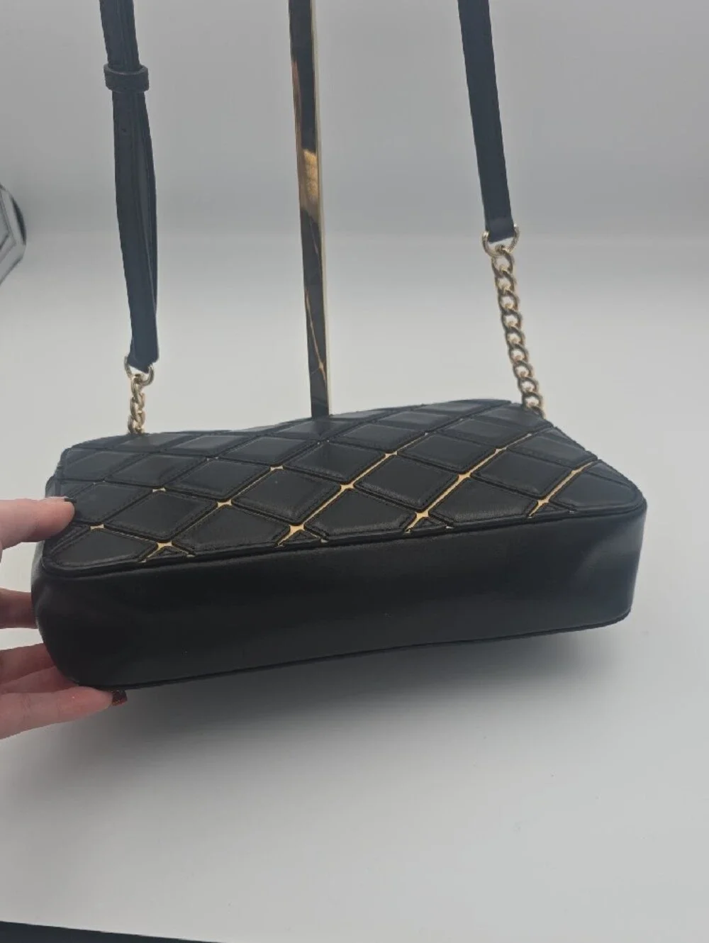 Michael Kors Black Crossbody Bag with Gold Chain Lattice